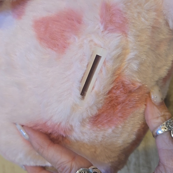 New Plush Piggy Bank with Hearts - Picture 3 of 8